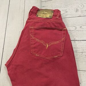 VTG Bonaventure Women's Size 25 Red Straight High-Rise Button-Fly Denim Jeans